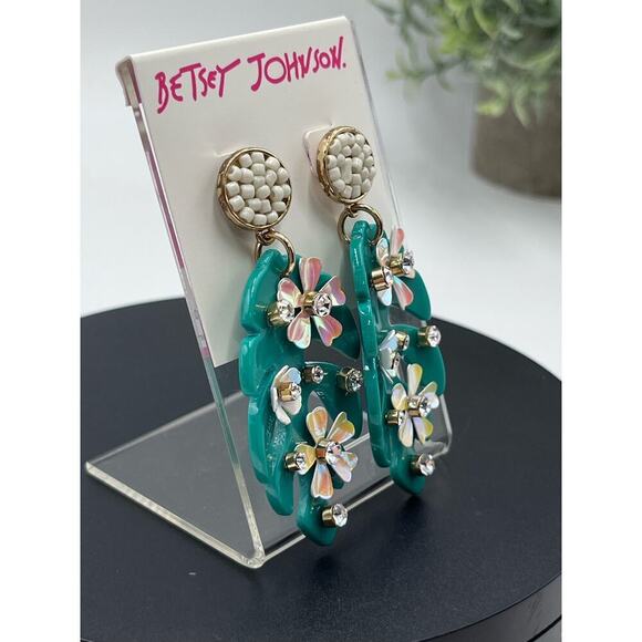 Betsey Johnson Tropical Leaf‎ Flowers Crystals Green Dangle
Earrings New - Picture 6 of 11